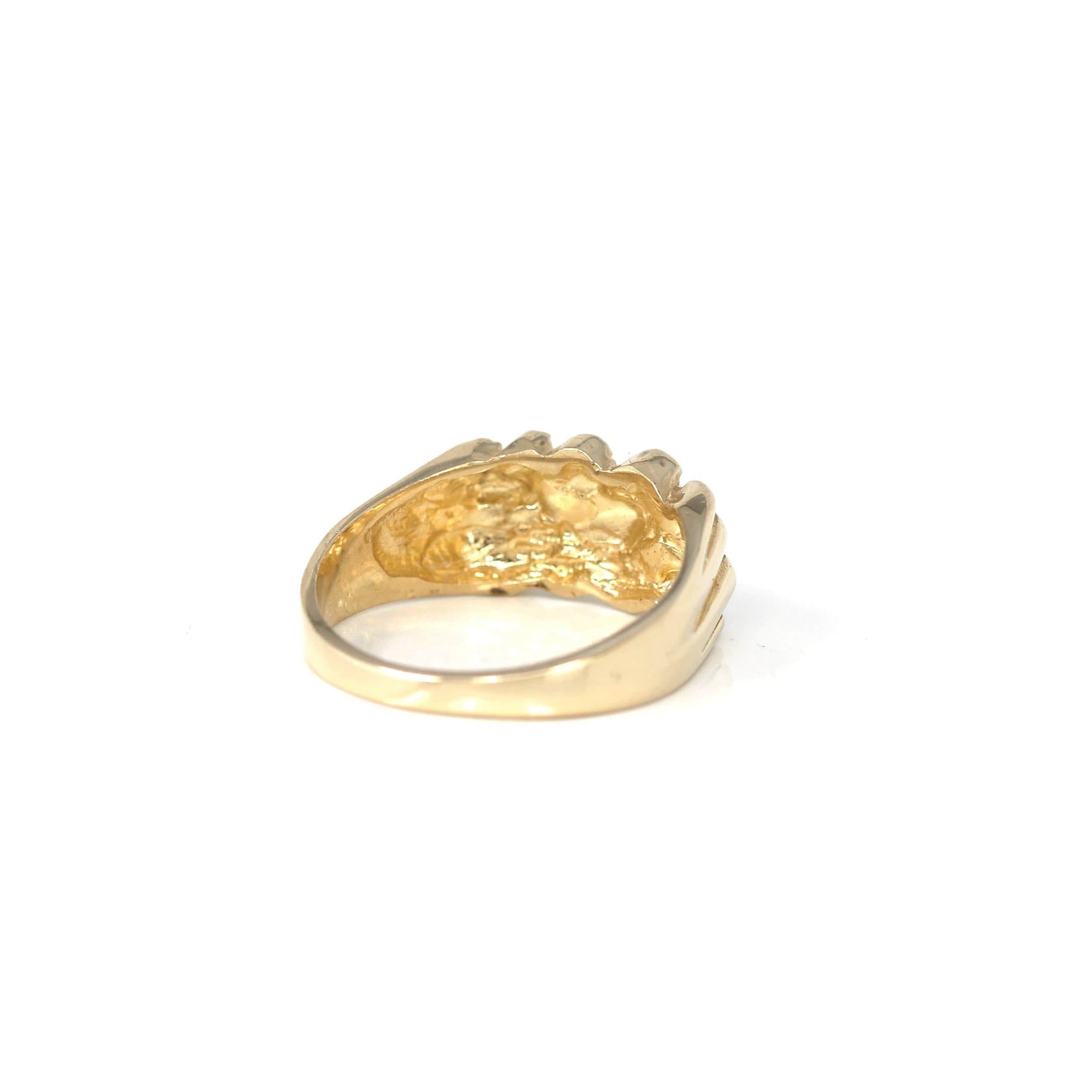 Baikalla Jewelry Gold Diamond Men&#39;s Ring 14k Solid Yellow Gold Nugget Men&#39;s Band Ring