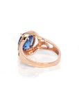 Baikalla Jewelry Gold Sapphire Ring 18k Rose Gold Lab-Created Blue Sapphire Ring With CZ