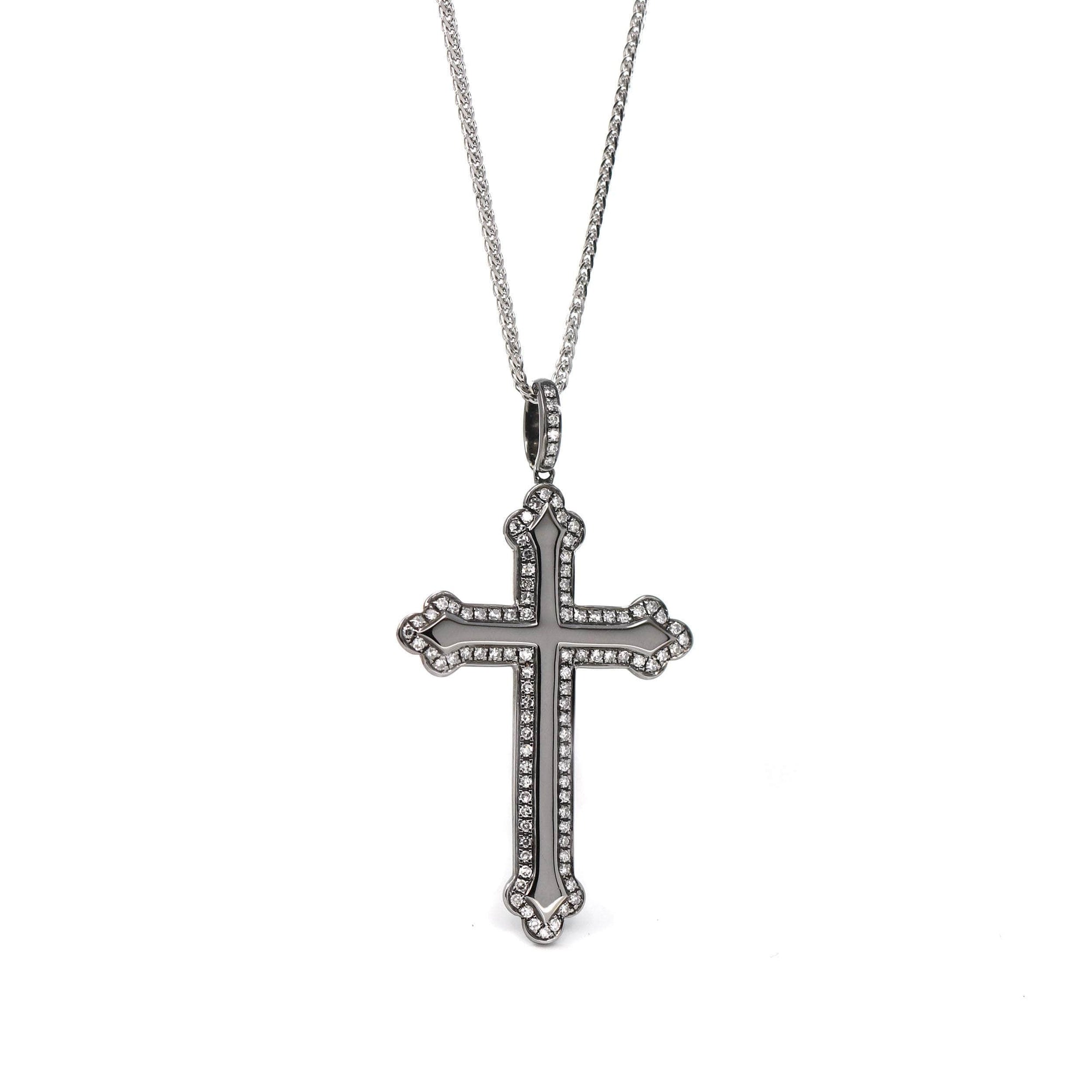 Baikalla Jewelry 24K Pure Yellow Gold Pendant Pendant Only 18K White Gold Cross Pendant Necklace With Diamond