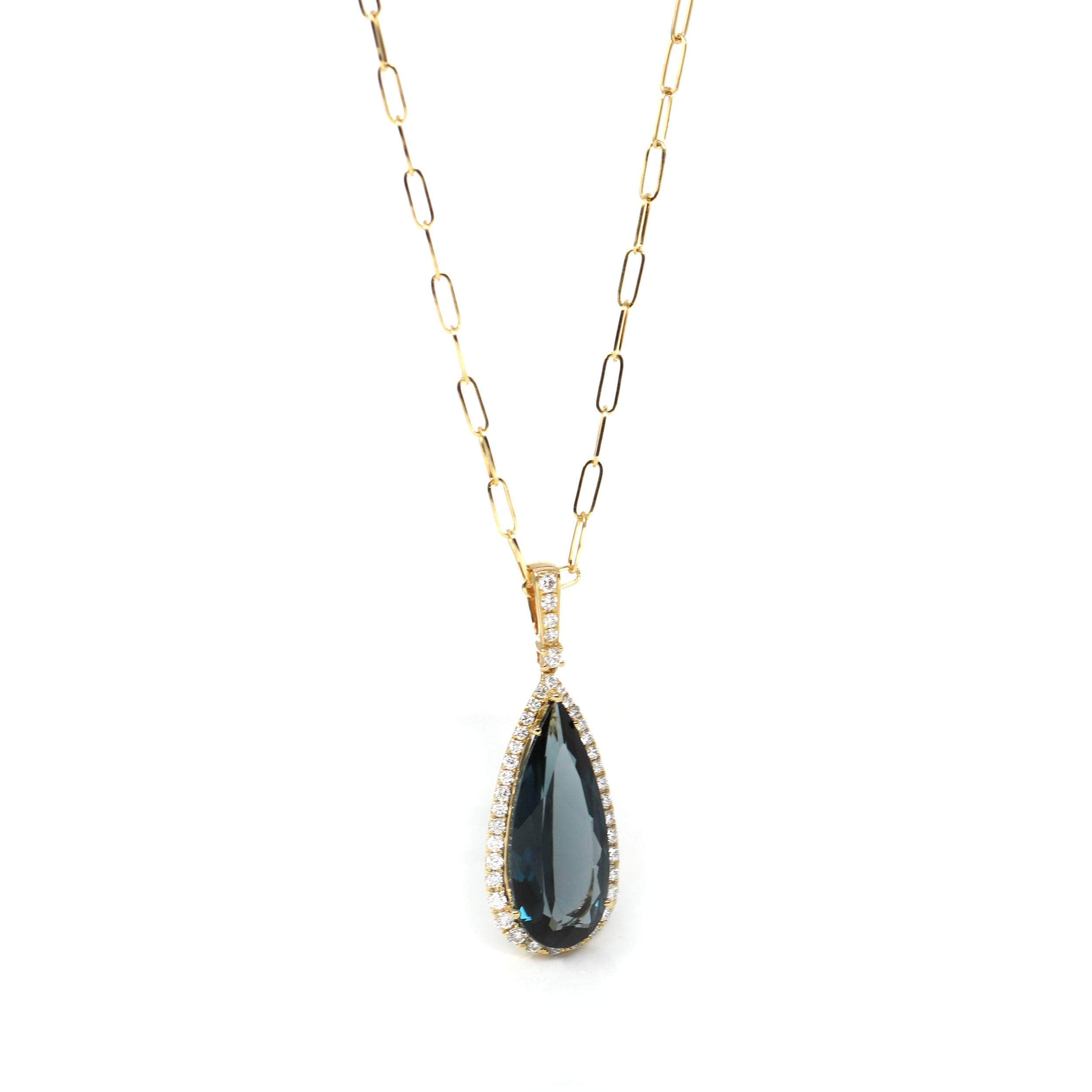 Shops Gold With Pearls and Navy Stone Pendant