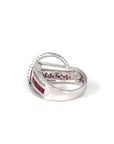 Baikalla Jewelry Gold Sapphire Ring 18k White Gold Natural Ruby Channel Set Fancy Ring with Diamonds