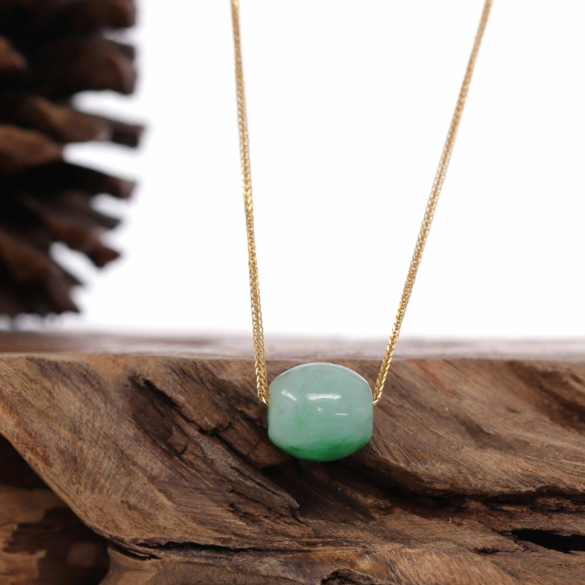 Baikalla Jewelry Jade Pendant Necklace Baikalla™ "Good Luck Button" Necklace Rich Forest Green Jade Lucky TongTong Pendant Necklace