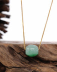 Baikalla Jewelry Jade Pendant Necklace Baikalla™ "Good Luck Button" Necklace Rich Forest Green Jade Lucky TongTong Pendant Necklace