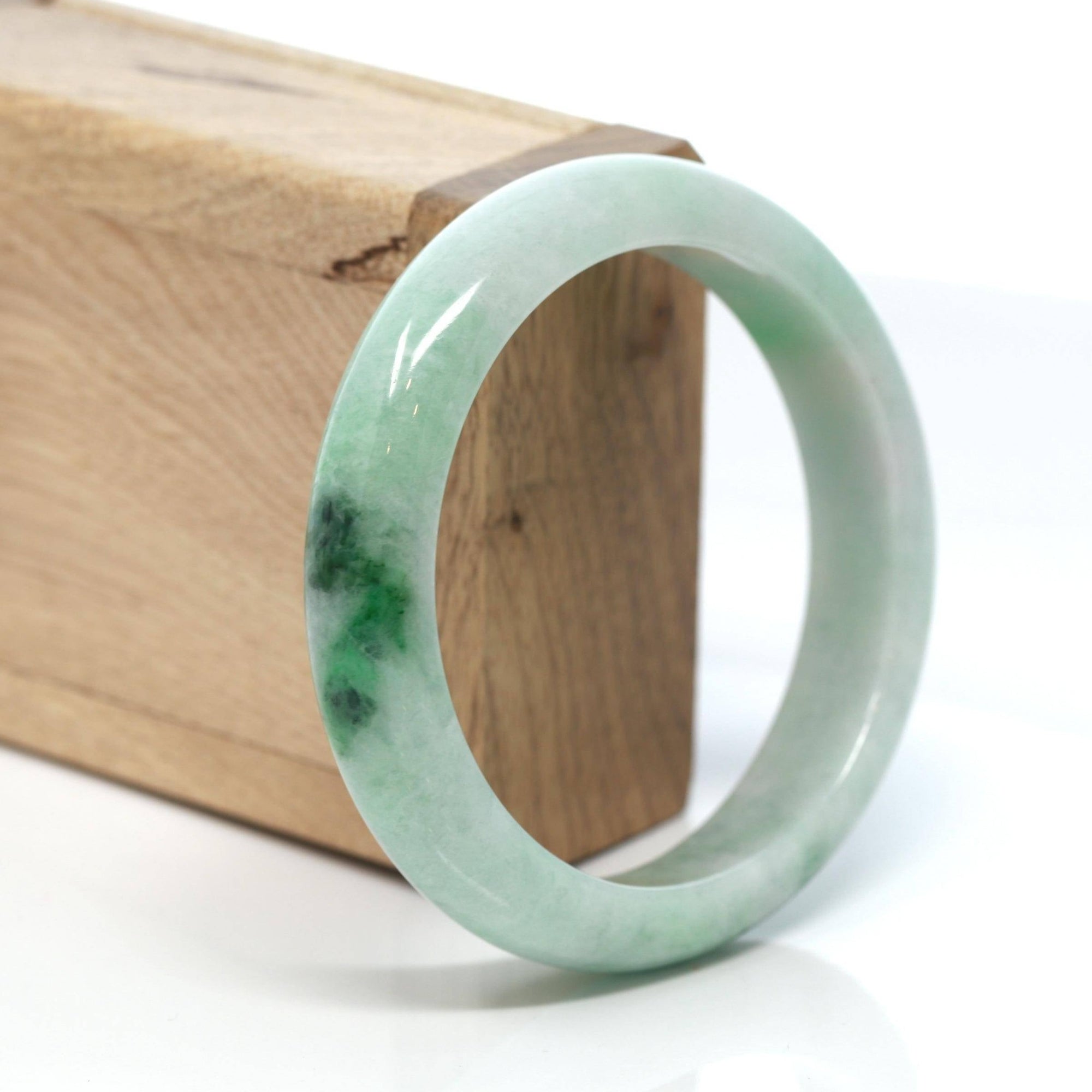 Baikalla Jewelry Jadeite Jade Bangle Bracelet Baikalla™ "Classic Bangle" Genuine Burmese Green Jadeite Jade Bangle Bracelet (58.2 mm) #167