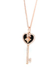 Baikalla Jewelry Gold Jade Necklace Baikalla™ 18k Rose Gold Black Jade Heart Key Necklace With CZ