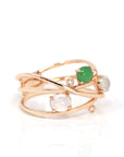 Baikalla Jewelry Jadeite Engagement Ring Baikalla™ "Bubble Collection" 18k Rose Gold Natural Ice/ Multi-Colored Jadeite Ring With Diamonds