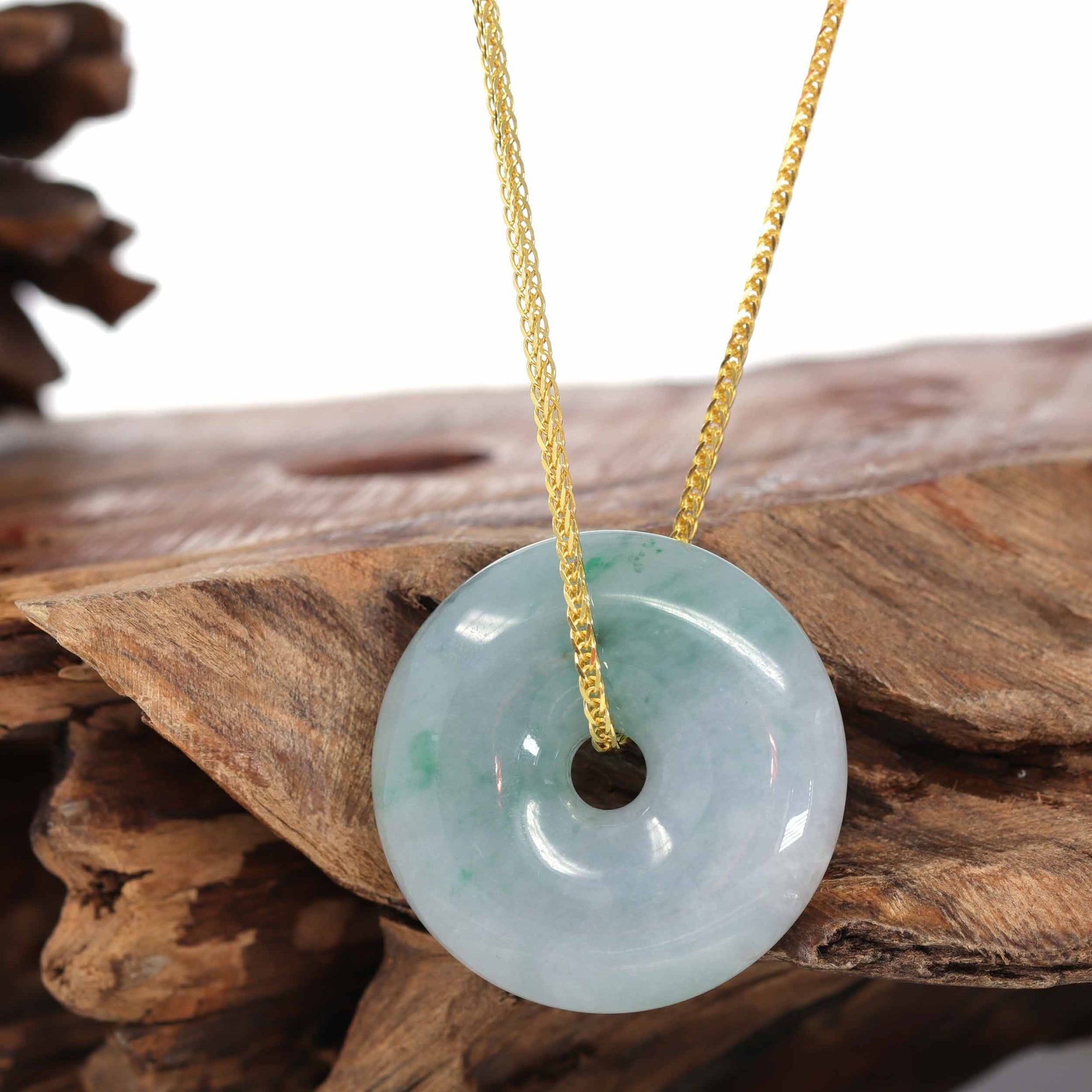 Baikalla Jewelry Jade Pendant Necklace Baikalla &quot;Good Luck Button&quot; Necklace Green Jadeite Jade Pendant For Men