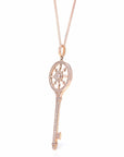 Baikalla Jewelry Gold Jade Necklace Baikalla 18k Rose Gold Zircon Key Necklace