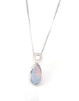 Baikalla Jewelry Gemstone Pendant Necklace Baikalla™ Sterling Silver Freeform Australian Blue Opal Bezel Set Necklace