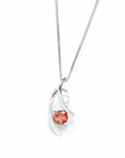 Baikalla Jewelry Sunstone Necklace Sterling Silver Natural Red Oregon Sunstone Necklace With White Sapphire