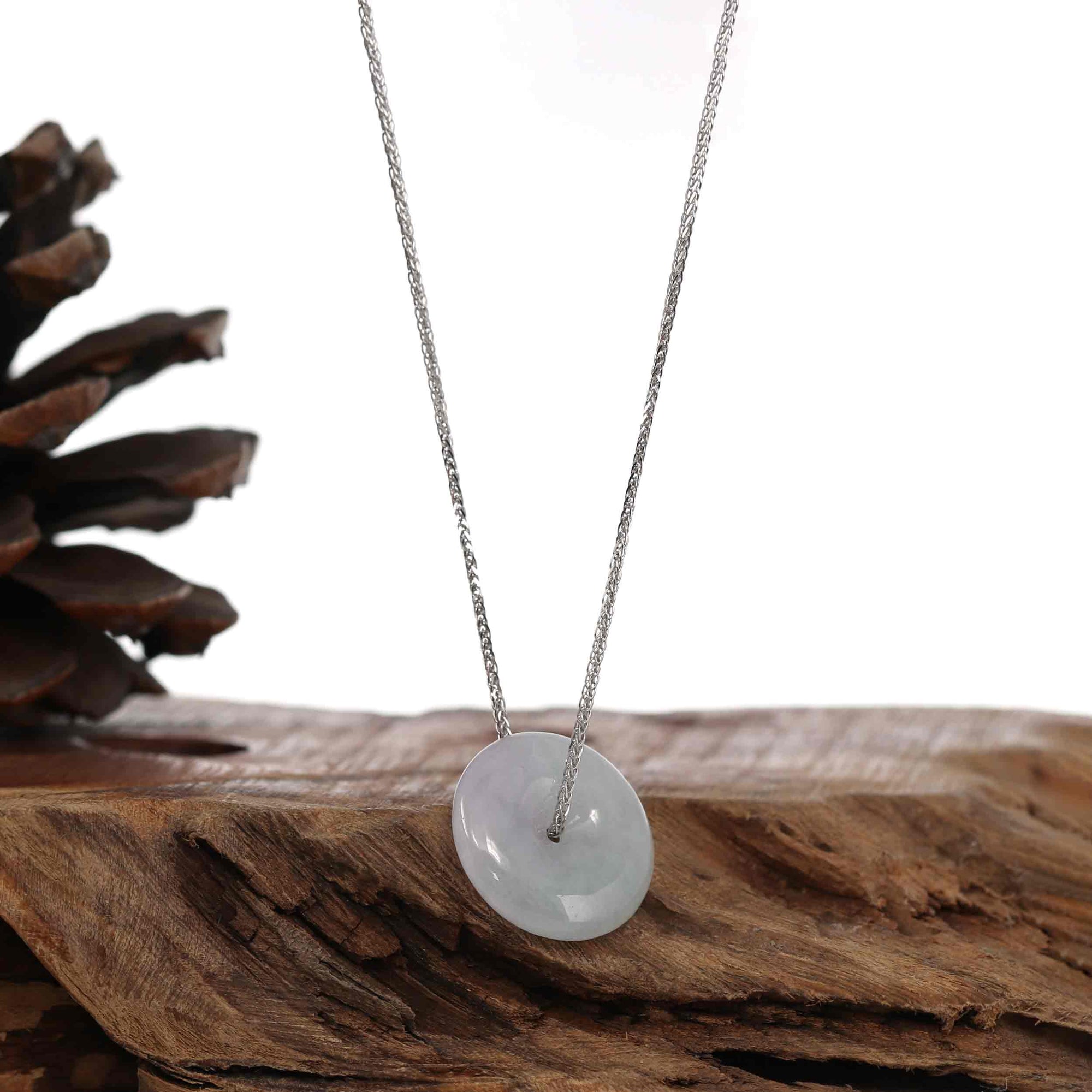 Baikalla Jewelry Jade Pendant Necklace Baikalla &quot;Good Luck Button&quot; Necklace Lavender Jadeite Jade Lucky Ping An Kou Necklace