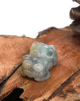 Baikalla Jewelry genuine jadeite carving Baikalla™ Pi Xiu Genuine Burmese Blue Green W/ Yellow Accents Jadeite Jade PiXiu Pendant Necklace (FengShui Lucky)