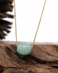 Baikalla Jewelry Jade Pendant Necklace Baikalla™ "Good Luck Button" Necklace Rich Apple Green Jade Lucky TongTong Pendant Necklace