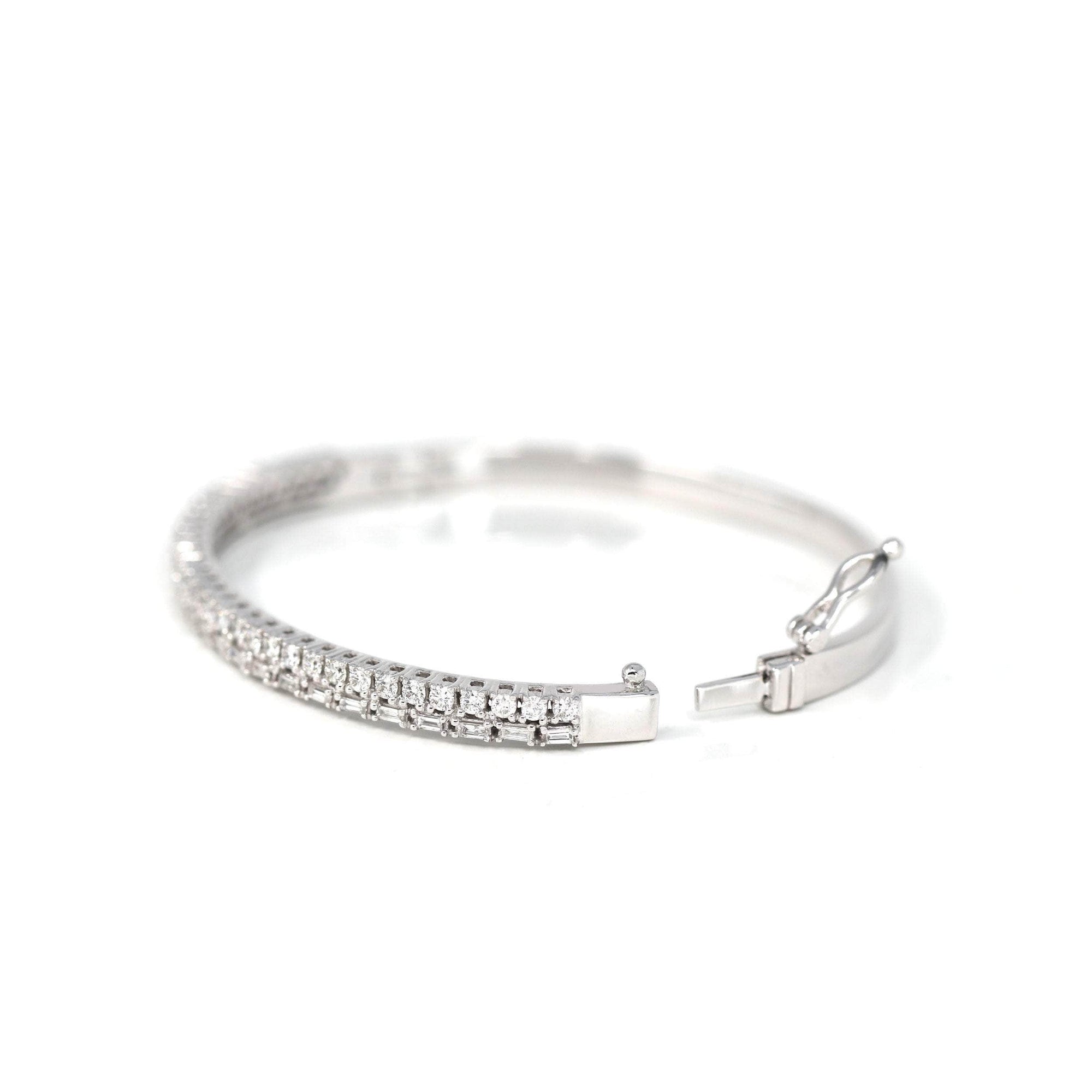 Baikalla Jewelry Gold Diamond Bangle Bracelet 14k White Gold Diamond Oval Luxury Bangle Bracelet