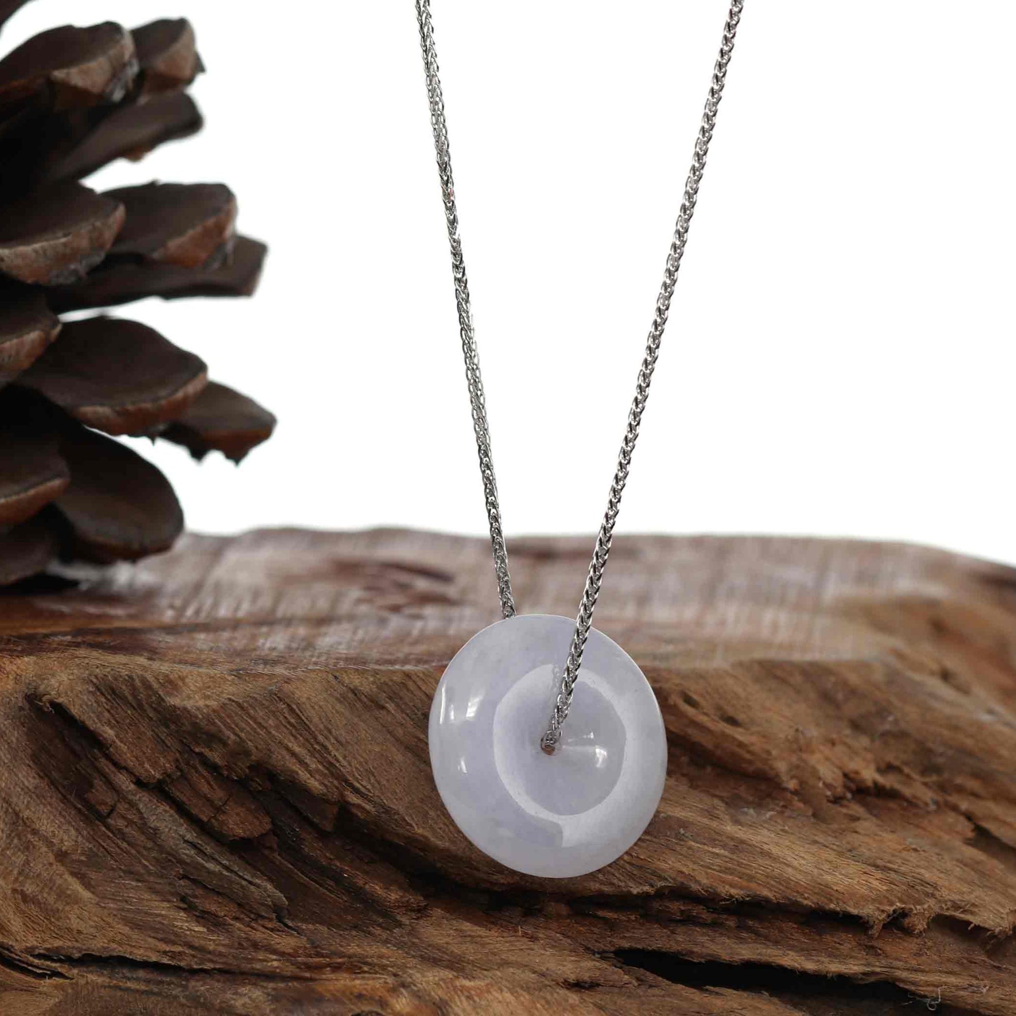 Baikalla Jewelry Jade Pendant Necklace Baikalla &quot;Good Luck Button&quot; Necklace Lavender Jadeite Jade Lucky Ping An Kou Necklace