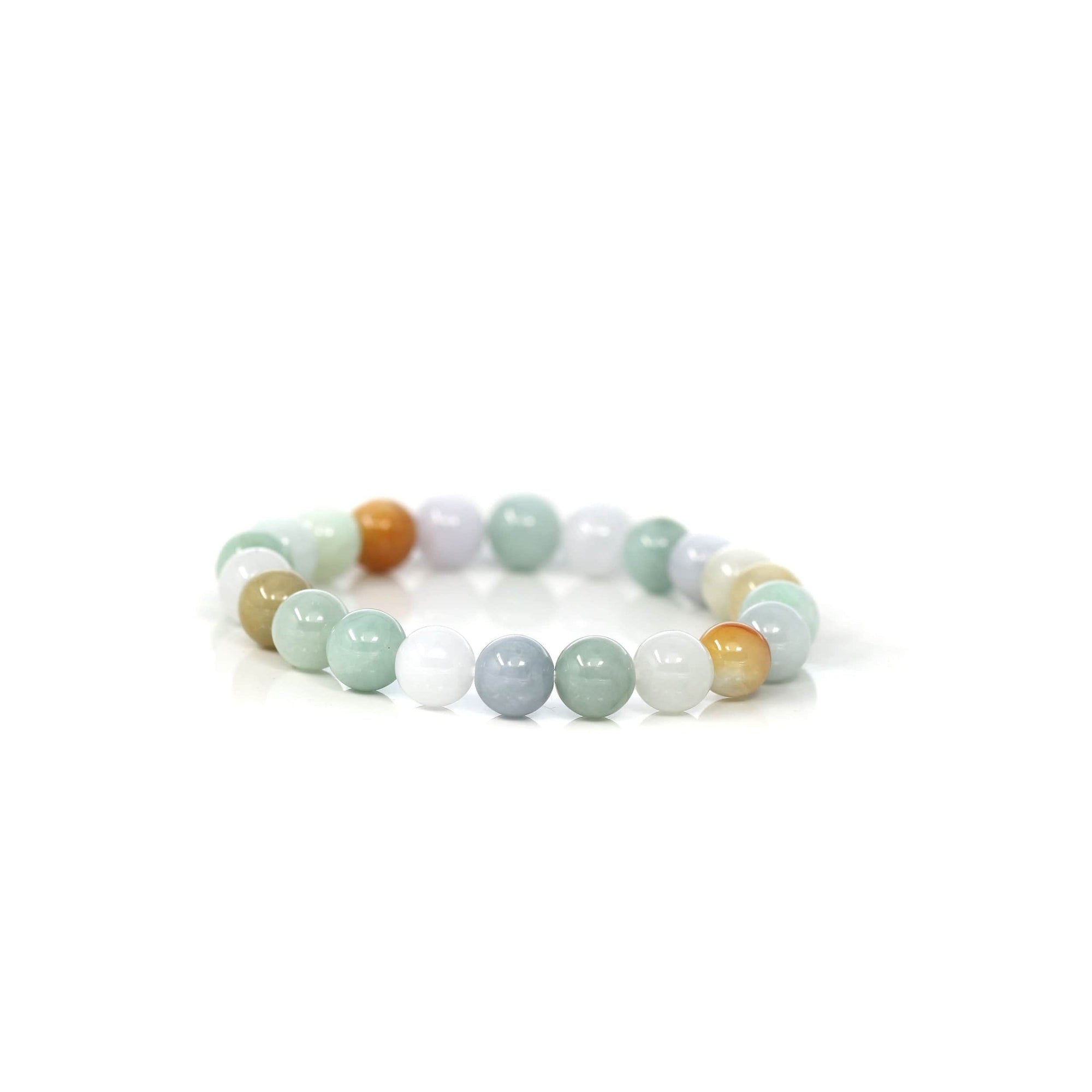 Baikalla Jewelry jade beads bracelet Genuine Jadeite Jade Round Multiple Colors Beads Bracelet ( 8 mm )