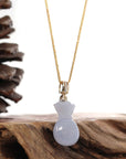 Baikalla Jewelry Jade Pendant Natural Ice Lavender Jadeite Jade "Lucky Money Sack" Necklace With 14k Yellow Gold Diamond Bail