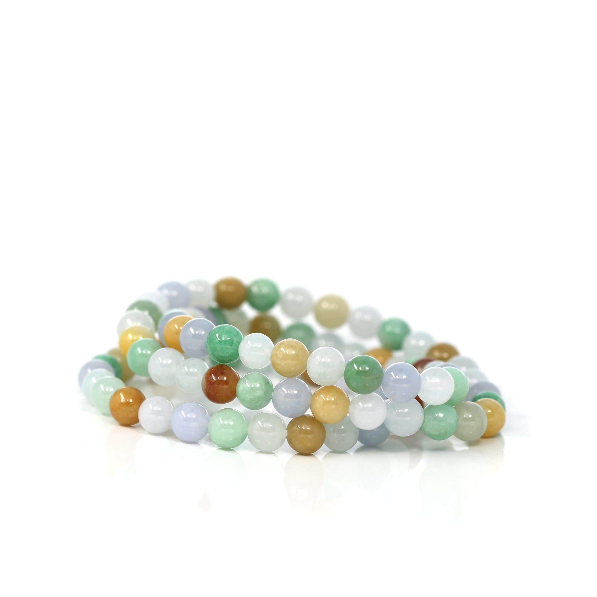 Baikalla Jewelry jade beads bracelet Genuine Jadeite Jade Round Multiple Colors Beads Bracelet ( 7 mm)