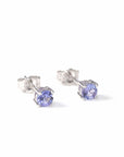 Baikalla Jewelry Gold Gemstone Earrings Purple Tanzanite Earrings Baikalla™ 14k White Gold Natural Tanzanite 4 Prong Stud Earrings