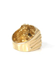 Baikalla Jewelry Gold Diamond Men's Ring 14k Solid Yellow Gold Nugget Men's Big Band Ring