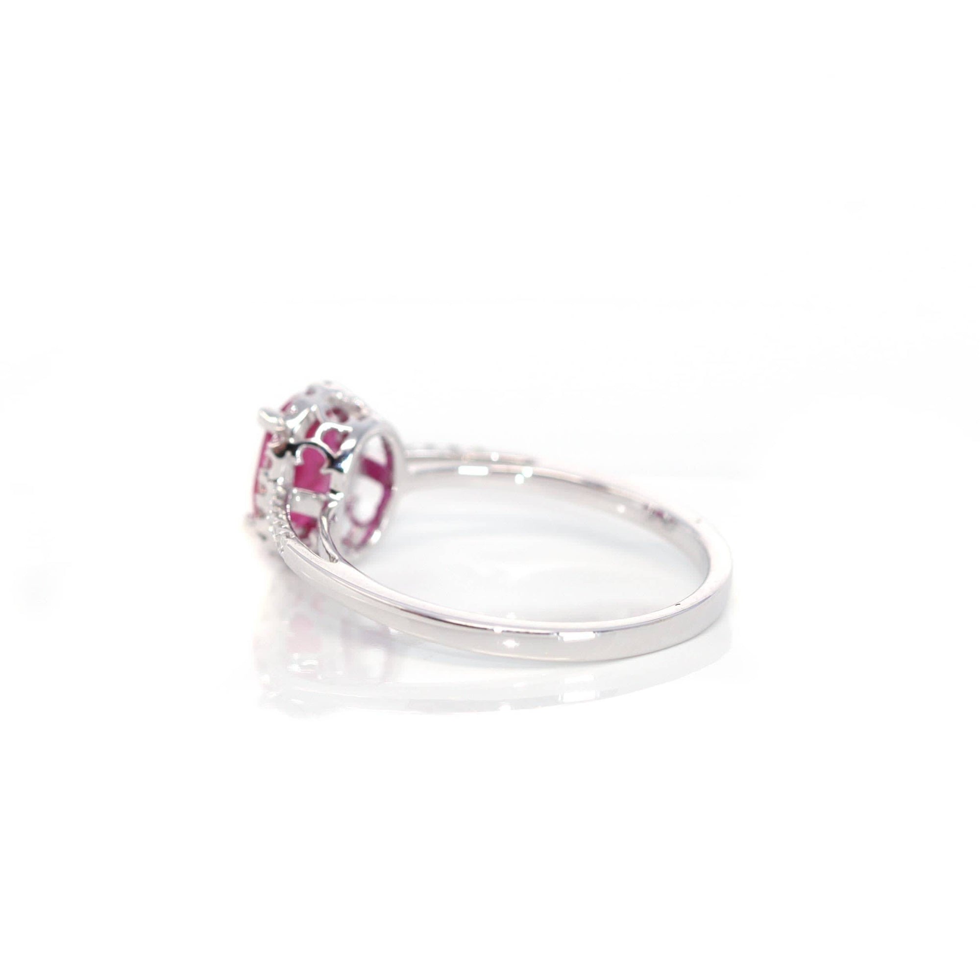 Baikalla Jewelry Gold Ruby Ring 18k White Gold Natural Oval Ruby Diamond Anniversary Ring