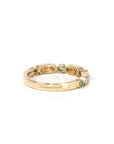 Baikalla Jewelry Gold Emerald Ring 14k Yellow Gold Natural Emerald 4 Stones Set Band Ring with Diamonds