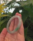 Baikalla Genuine Burmese Ice Green Jadeite Jade Oval Bangle (52.83 mm) 