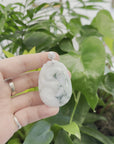 Genuine Burmese Ice Blue Jadeite Ru Yi Pendant with Sterling Silver Bail