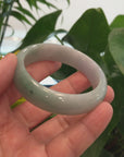 Baikalla "Princess Half Round" Forest Green & Lavender Jadeite Jade Bangle Bracelet (55.24 mm) 