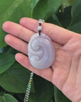 Genuine Lavender Jadeite Jade RuYi Pendant Necklace With Real Jadeite jade Beads Necklace