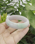 Genuine White & Green Burmese Jadeite Jade Bangle Bracelet (57.02 mm) 