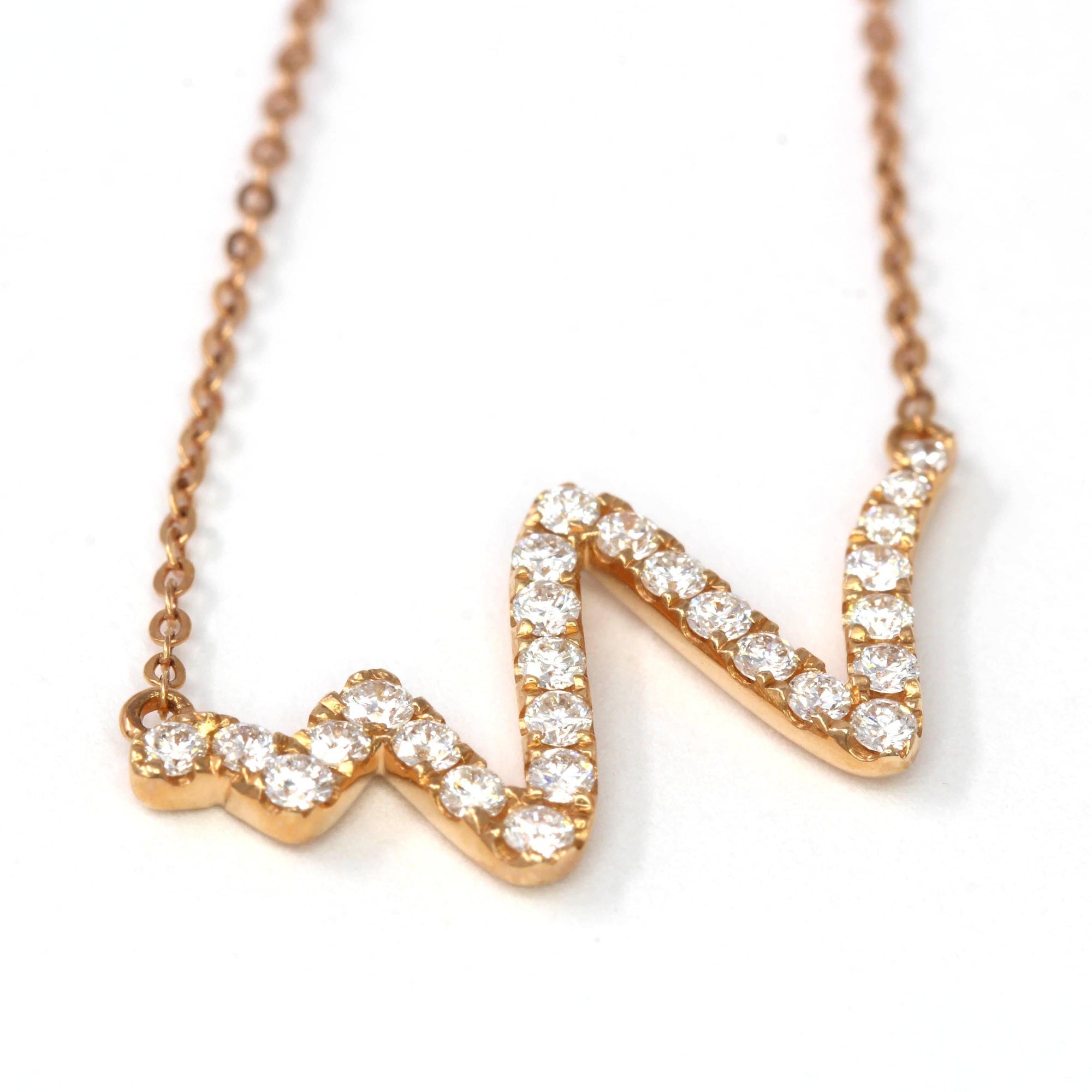 Baikalla Jewelry Gold Diamond Necklace Baikalla™ &quot;The Beat of your Heart&quot; 18K Rose Gold 0.365 CTW Heart Beat Diamond Pendant Necklace