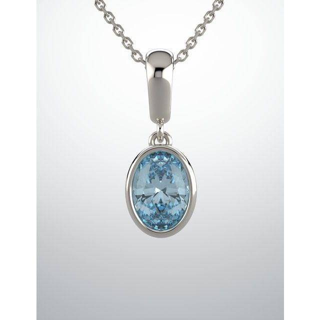 Baikalla Jewelry Gold Aquamarine Necklace 14K White Gold 14k White Gold Genuine Oval Aquamarine Pendant Necklace