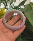 "Princess Half Round" Green Lavender Natural Jadeite Jade Bangle (58.48 mm) 