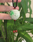 Jadeite Jade Dragon and Flower Good Luck Hollow Jade Carving Necklace Pendant (Hollow Carved Jade Art)