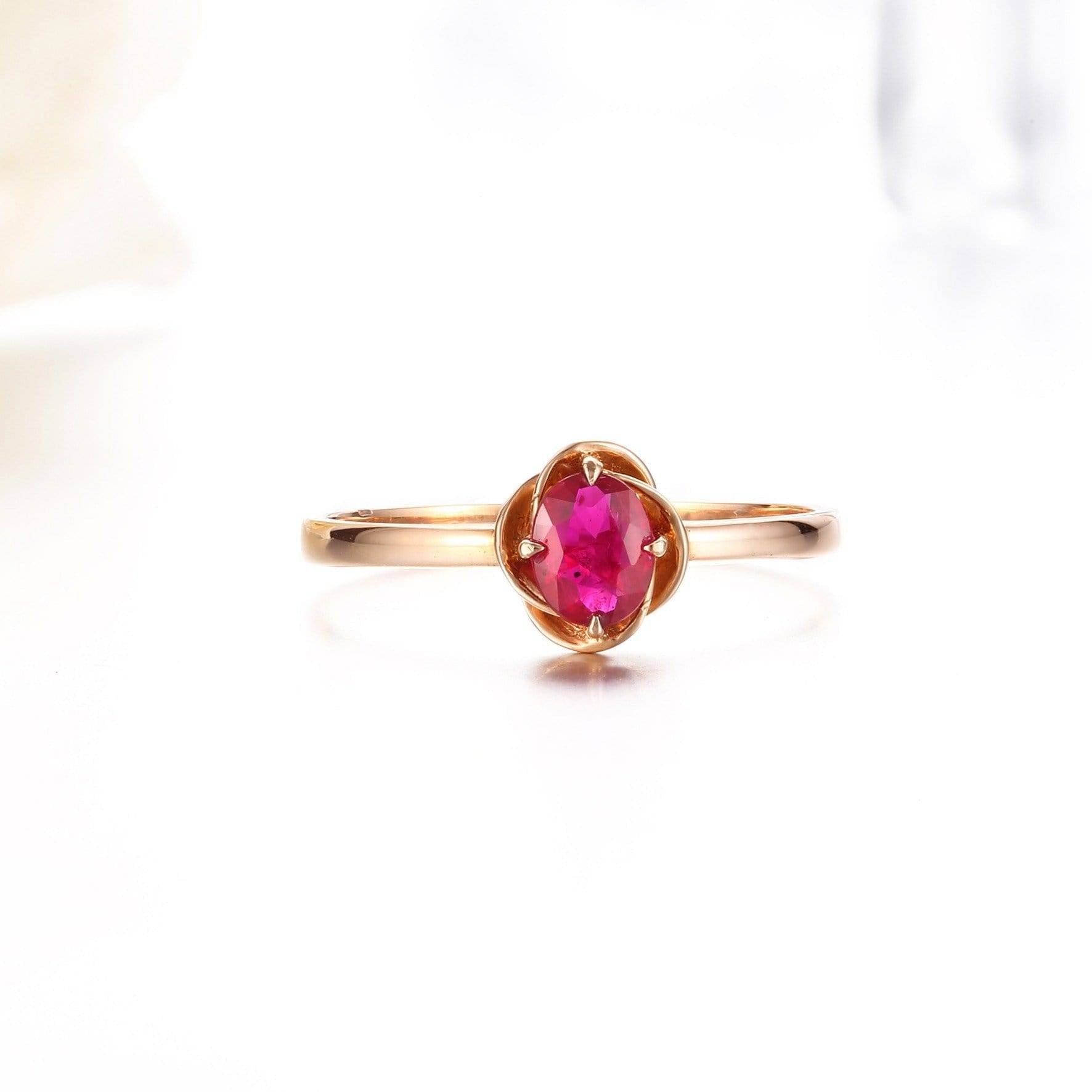 Baikalla Jewelry Gold Ruby Ring Baikalla™ 18k Rose Gold &amp; Natural A 2/5 Ruby Ring with Diamonds