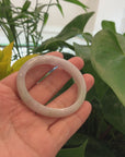 Baikalla "Classic Bangle" Whitish Lavender Natural Jadeite Jade Oval Bangle (52.68mm) 