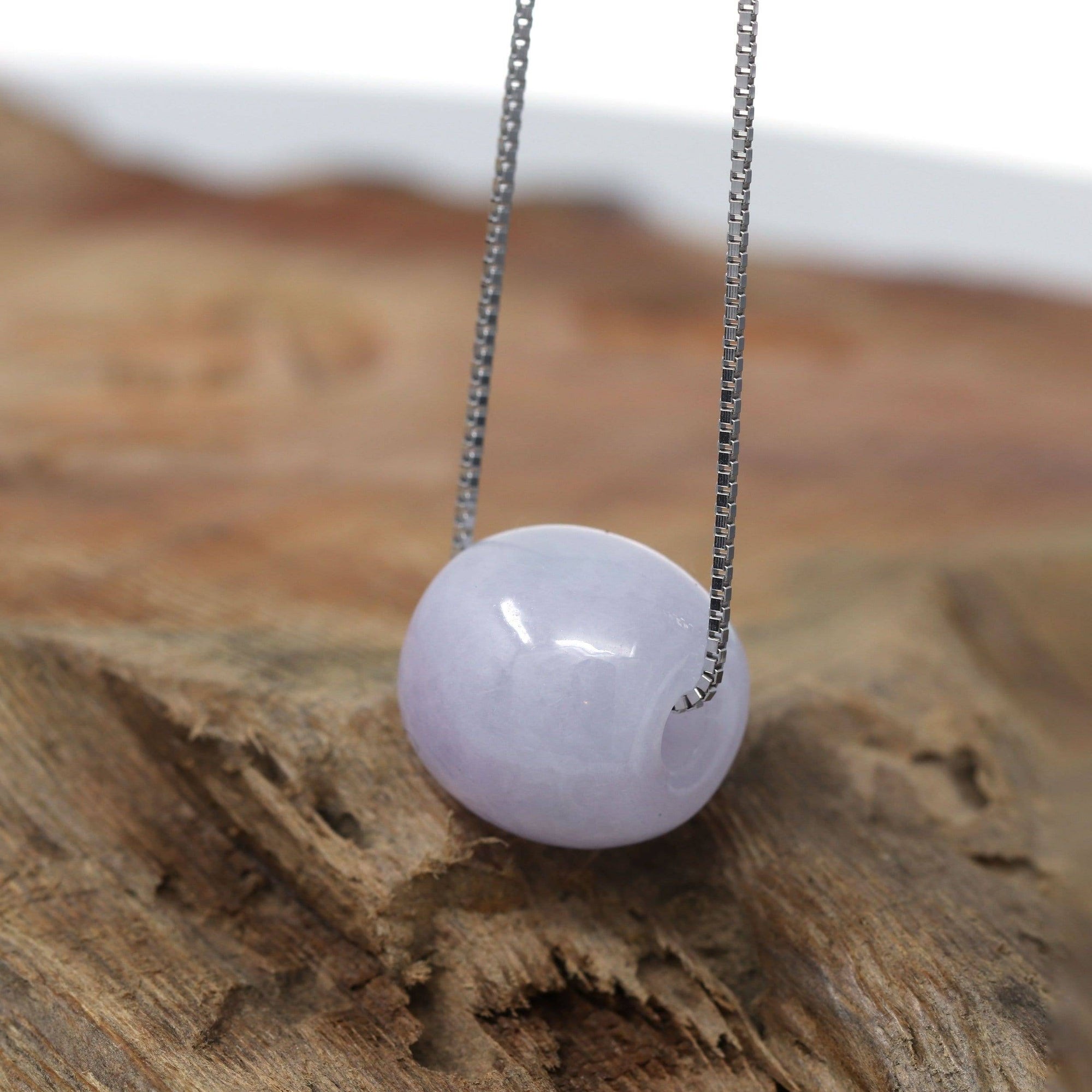 Baikalla Jewelry Jade Pendant Necklace Baikalla™ &quot;Good Luck Button&quot; Necklace Real Lavender Jade Lucky TongTong Pendant Necklace