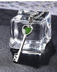 Baikalla Jewelry Nephrite Jade Necklace Baikalla™ "The Key to My Heart" Sterling Silver Genuine Nephrite Green Jade Key Pendant Necklace