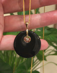 Baikalla "Good Luck Button" Necklace Black Jadeite Jade Lucky KouKou Pendant Necklace