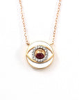 Baikalla Jewelry Gemstone Pendant Necklace Baikalla™ 18K Rose Gold & Ruby Diamond Evil Eyes Pendant Necklace (4 in 1)