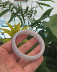 Genuine Burmese White Lavender Jadeite Jade Bangle Bracelet (58.42 mm) 