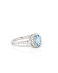 Baikalla Jewelry Gold Aquamarine Ring 14k White Gold Natural Oval Aquamarine Diamond Anniversary Ring