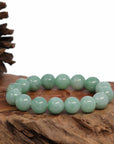 Baikalla Jewelry jade beads bracelet Jadeite Jade 13mm Round Green Beads Bracelet ( 13 mm )