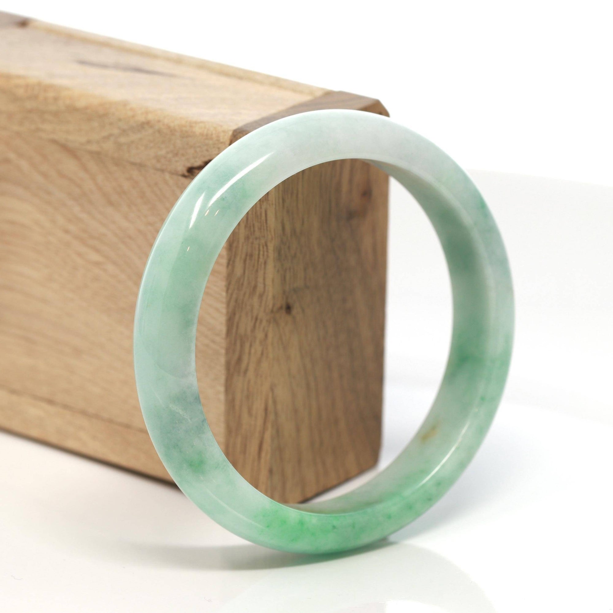 Baikalla Jewelry Jadeite Jade Bangle Bracelet Baikalla™ &quot;Classic Bangle&quot; Genuine Burmese Green Jadeite Jade Bangle Bracelet ( 56.13 mm) 