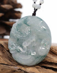 Baikalla Jewelry Jade Carving Necklace Baikalla™ "Soring Dragon" Natural Jadeite Jade Blue Green Pendant Necklace For Men, Collectibles.