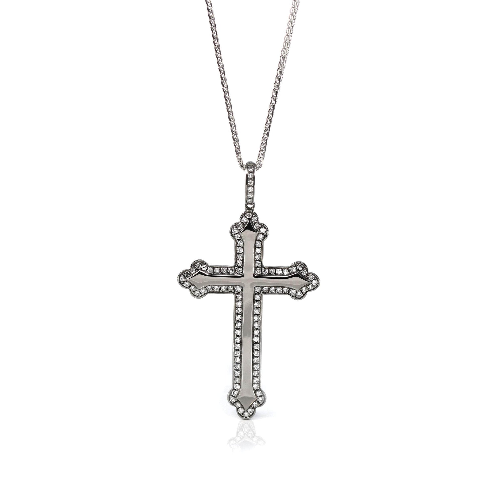 Baikalla Jewelry 24K Pure Yellow Gold Pendant 18K White Gold Cross Pendant Necklace With Diamond