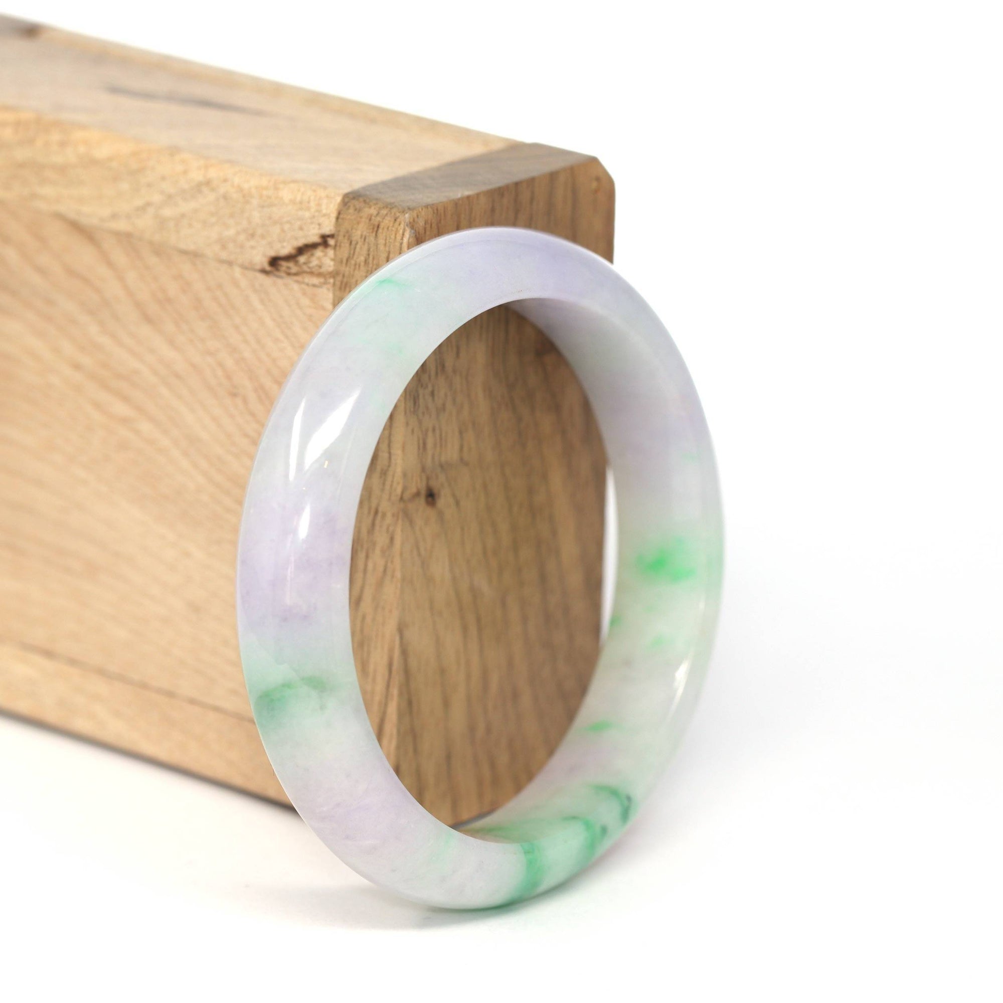 Baikalla Jewelry Jadeite Jade Bangle Bracelet Genuine Burmese Lavender & Green Jadeite Jade Bangle Bracelet ( 53.38 mm ) #240