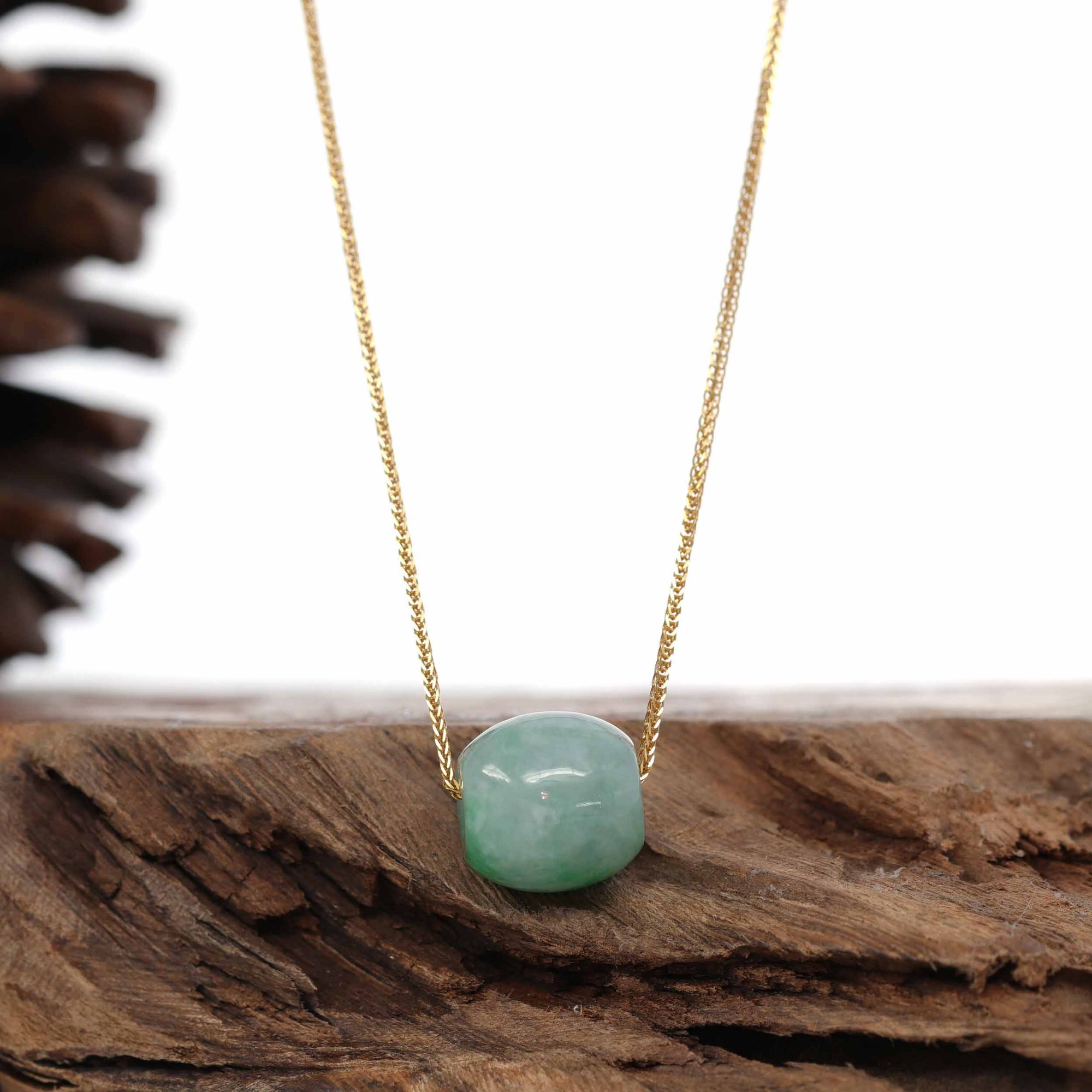 Baikalla Jewelry Jade Pendant Necklace Baikalla™ "Good Luck Button" Necklace Rich Forest Green Jade Lucky TongTong Pendant Necklace