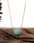 Baikalla Jewelry Jade Pendant Necklace Baikalla™ "Good Luck Button" Necklace Rich Forest Green Jade Lucky TongTong Pendant Necklace